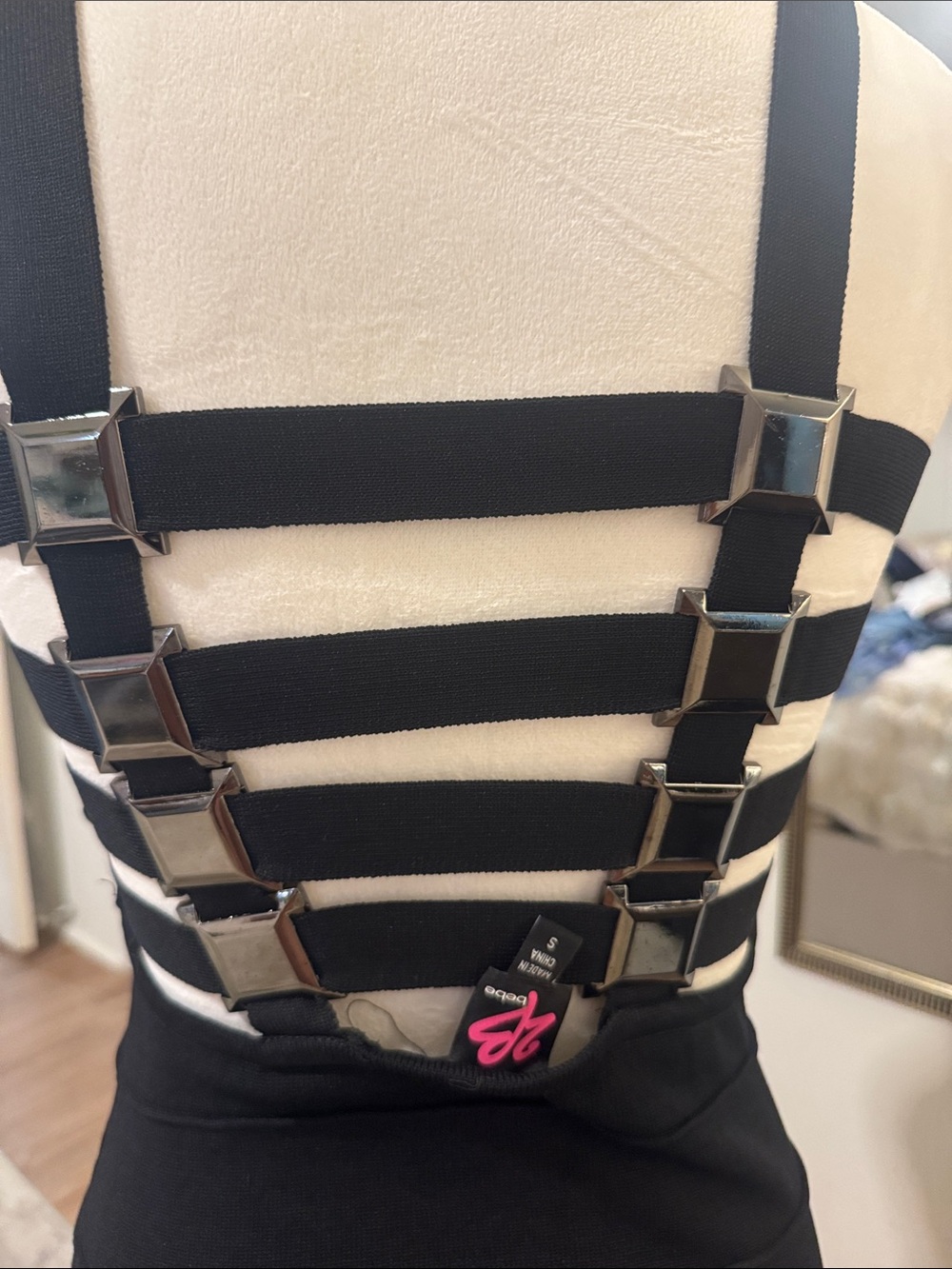 Vintage y2k Bebe Black Bandage Bodycon Dress - Women small - Picture 3 of 5
